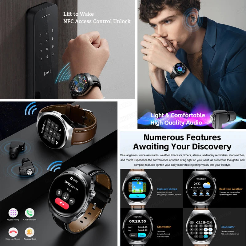 For Xiaomi New 2 in 1 Smart Watch With Earbuds Smartwatch TWS Bluetooth Earphone Heart Rate Blood Pressure Monitor Sports Watch