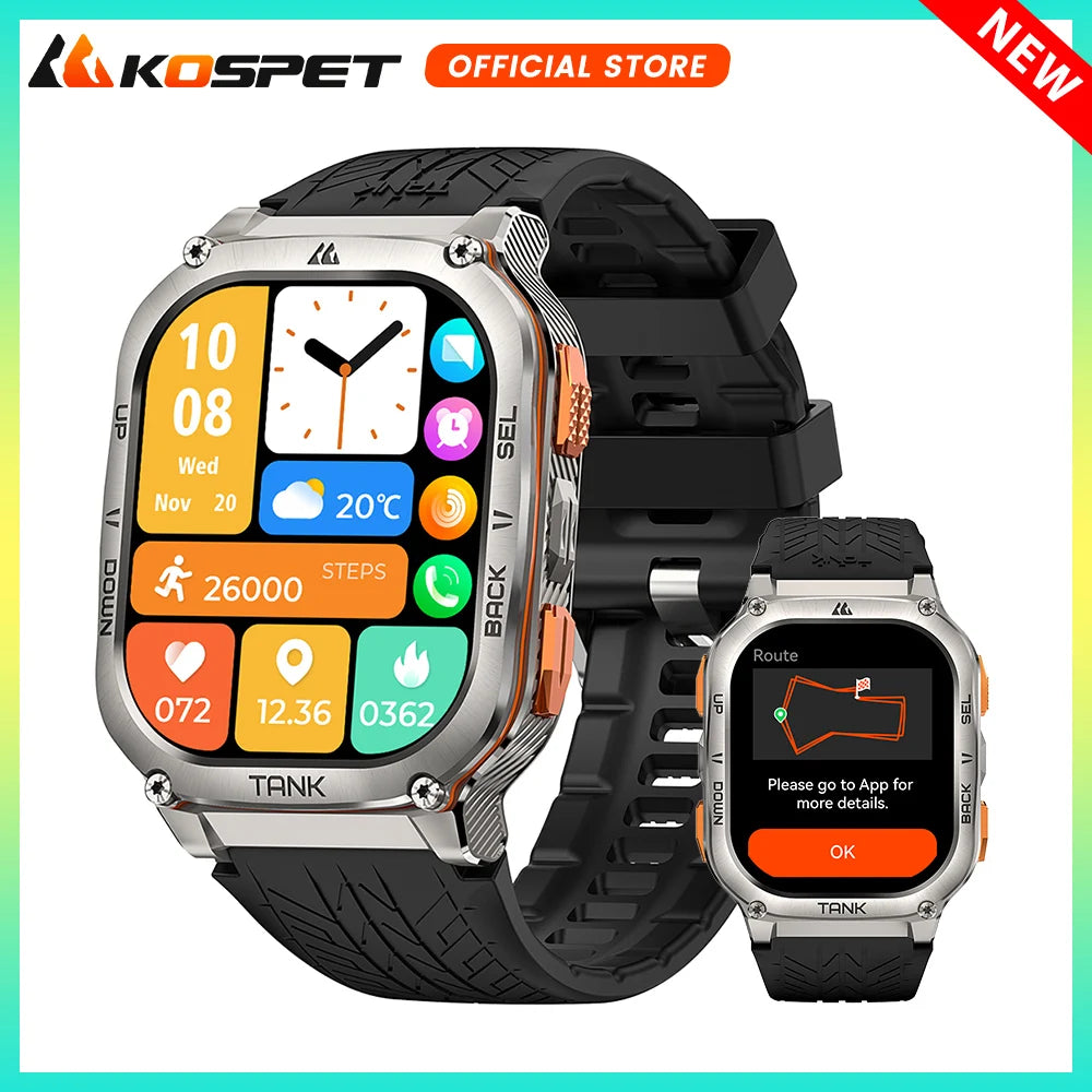 Original KOSPET TANK M3 Ultra GPS Smart Watches For Men Smartwatch 480mAh Waterproof Digital Fitness AMOLED AOD Bluetooth Watch