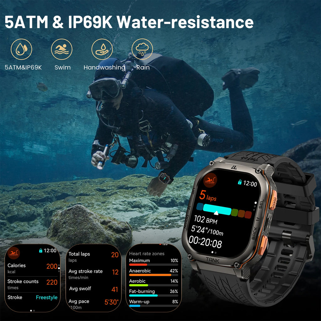 Original KOSPET TANK M3 Ultra GPS Smart Watches For Men Smartwatch 480mAh Waterproof Digital Fitness AMOLED AOD Bluetooth Watch