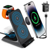 KPON 3 in 1 Wireless Charger Stand Portable Fast Charging Station For iPhone 16/15/14 Pro Max Apple iWatch 9/8/7/6/5 Airpods 3/2