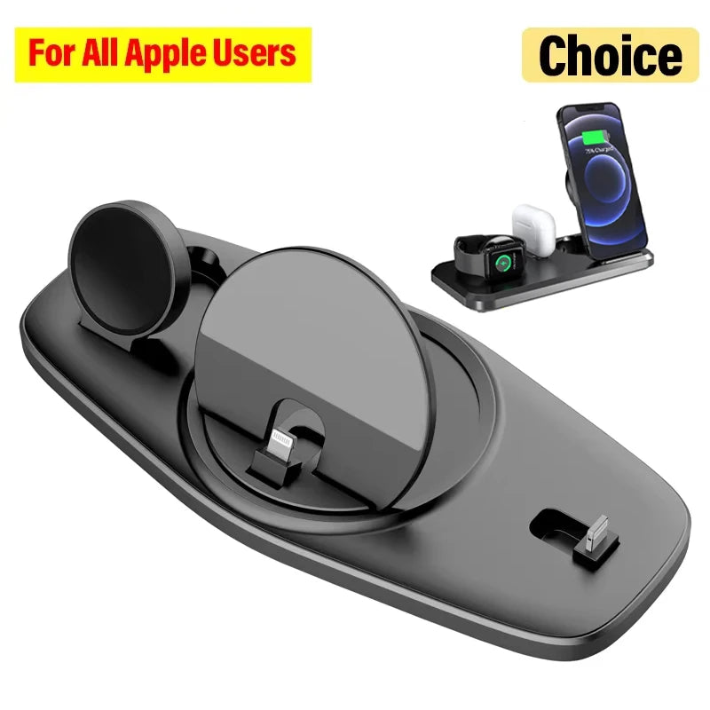 Foldable Wireless Charger Stand 3 in 1 for iPhone 16 15 14 13 Pro Max iWatch 8 7 Airpods Fast Charging Phone Holder Dock Station