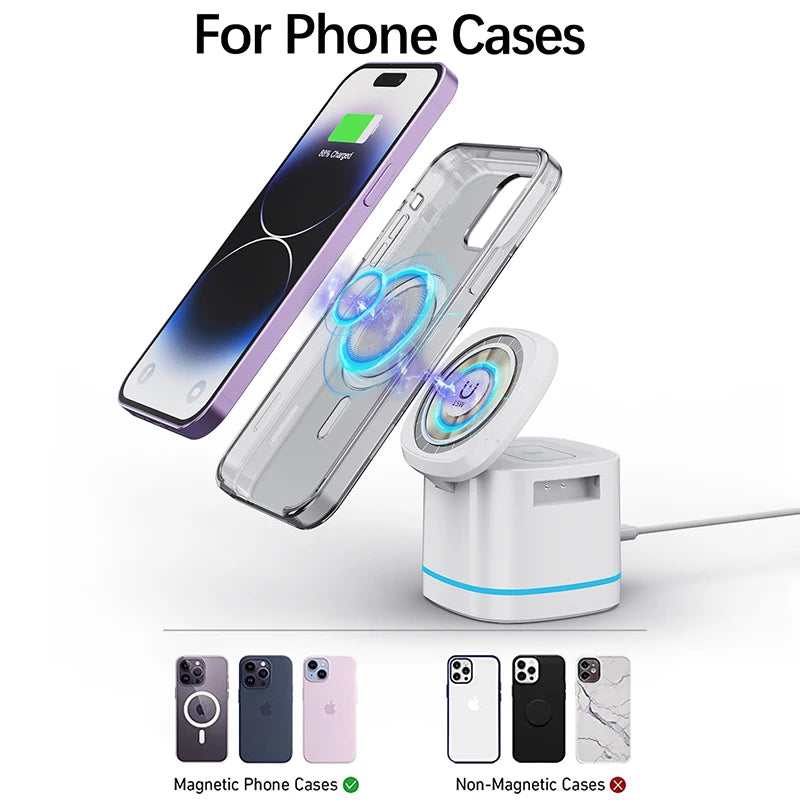 3 in 1 Transparent Magnetic 15W Wireless Charger Charger Stand For iPhone 14 13 12 ProMax Airpod Pro Watch 8 SE Charging Station